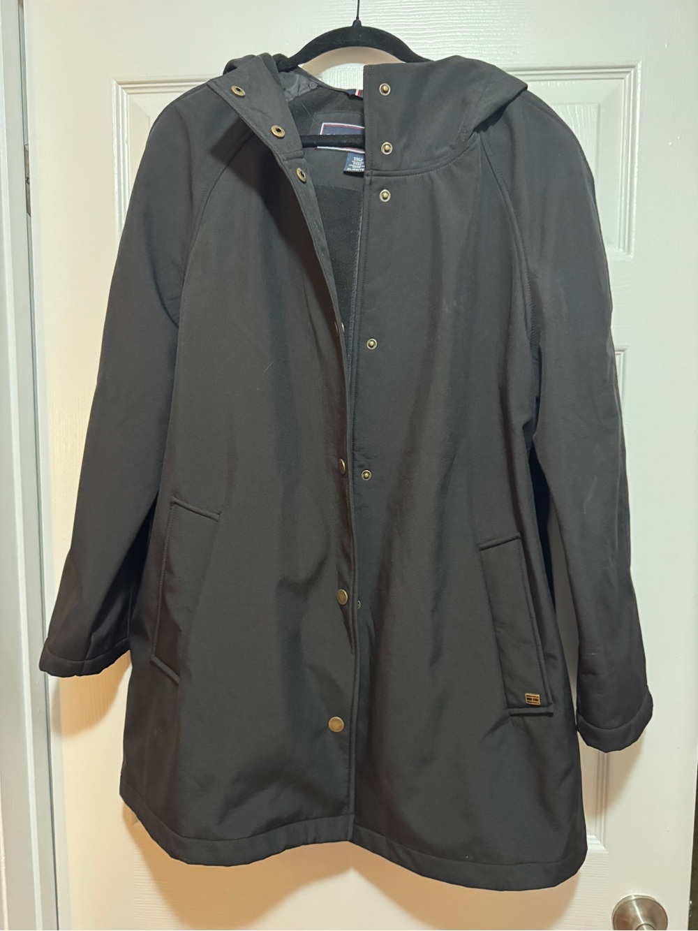Women's Black Hooded Rain Coat